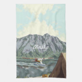 アラスカブッシュ飛行機アンド魚釣り旅行 キッチンタオル (縦)