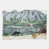 アラスカブッシュ飛行機アンド魚釣り旅行 キッチンタオル (横)