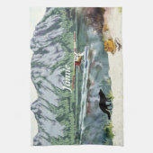 アラスカブッシュ飛行機アンド魚釣り旅行 キッチンタオル (縦)