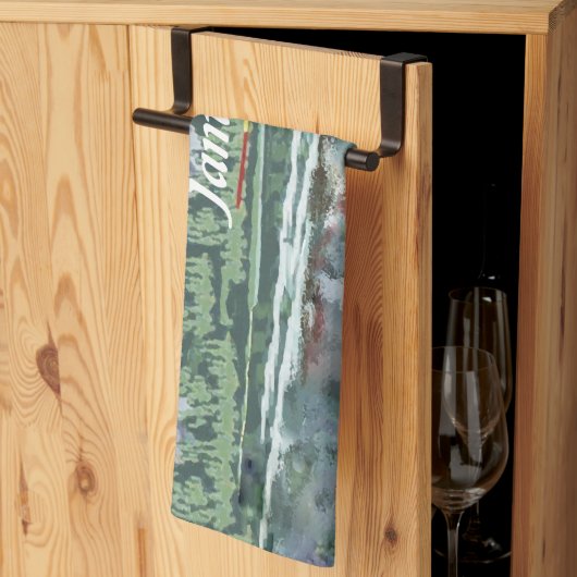 アラスカブッシュ飛行機アンド魚釣り旅行 キッチンタオル (三つ折り)