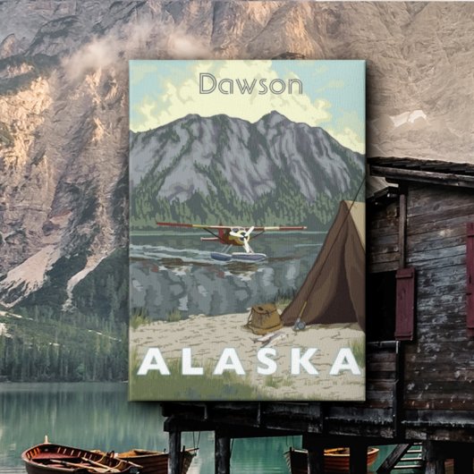 アラスカブッシュ飛行機アンド魚釣り旅行 キャンバスプリント