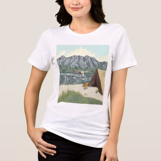 アラスカブッシュ飛行機アンド魚釣り旅行 トライブレンドＴシャツ (正面)