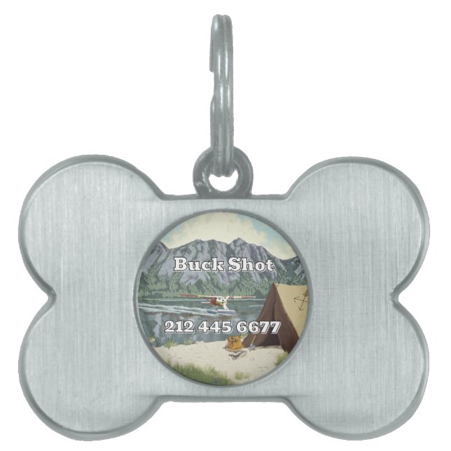 アラスカブッシュ飛行機アンド魚釣り旅行 ペットネームタグ (正面)