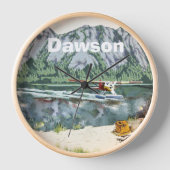 アラスカブッシュ飛行機アンド魚釣り旅行 壁時計 (正面)