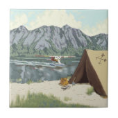 アラスカブッシュ飛行機魚釣りディアキャンプロッジ タイル (正面)