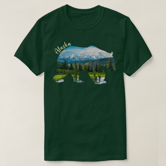 アラスカベア – アラスカ山脈を持つグリズリーベア4 Tシャツ (デザイン正面)