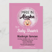 アラスカベビーシャワーピンクおもしろいガールズ招待状 招待状 (正面/裏面)