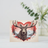 アラスカムースのハート型の山の背景 ポストカード (スタンド正面)