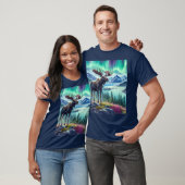 アラスカモース オーロラ メンズTシャツ Tシャツ (ユニセックス)