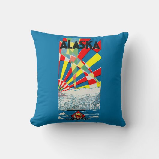 アラスカライン汽船ポスター クッション (正面)