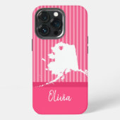 アラスカラフルカUSA州地図名前をカスタムする iPhoneケース (裏面)