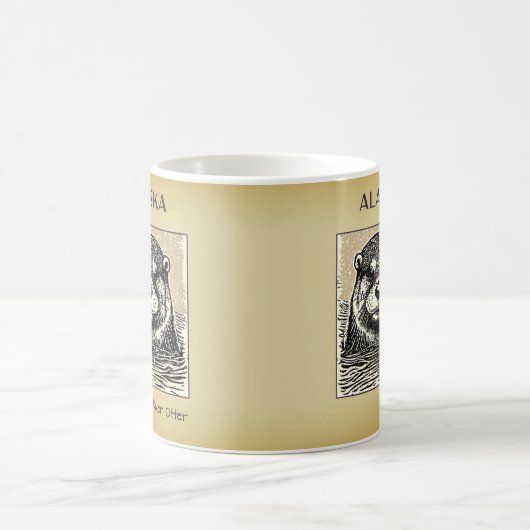 アラスカリバーオッターポートレートコーヒーマグタン コーヒーマグカップ (中央)