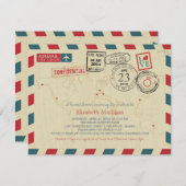 アラスカワールドトラベラーエアメール | ブライダルシャワー 招待状 (正面/裏面)