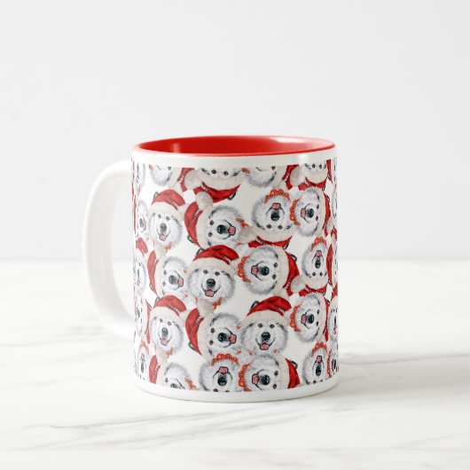 アラスカンおもしろいマラムテクリスマスパターン ツートーンマグカップ (正面左)