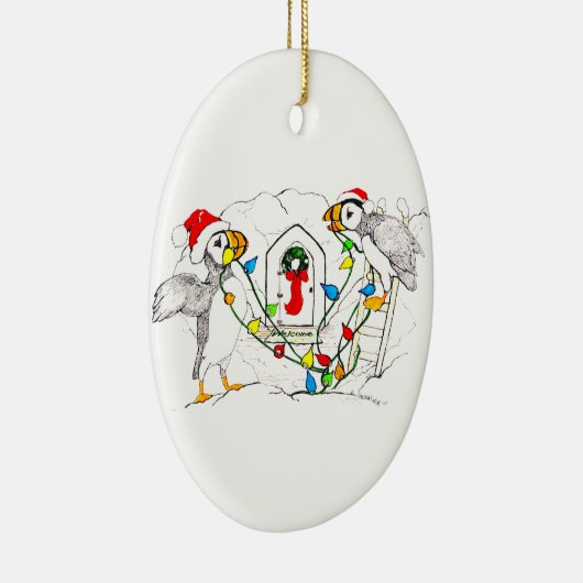 アラスカンお洒落ワイルドライフクリスマスオーバルオーナメント セラミックオーナメント (右)