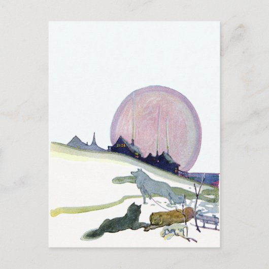 アラスカンが雪の中で犬を群れ ポストカード (正面)