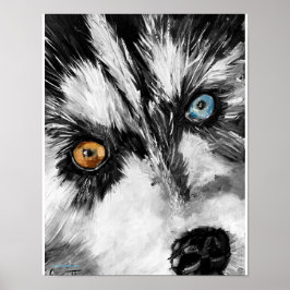 アラスカンそり犬「レッツ走」プリント ポスター