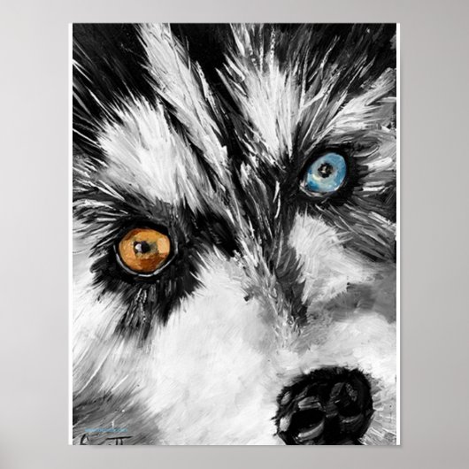 アラスカンそり犬「レッツ走」プリント ポスター (正面)