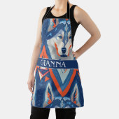 アラスカンのハスキー幾何カラフル模様 エプロン (インサイチュ)