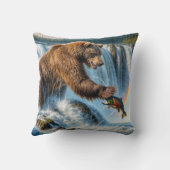 アラスカングリズリーベア魚釣り クッション (裏面)