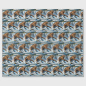 アラスカングリズリーベア魚釣り ラッピングペーパー (フラット)