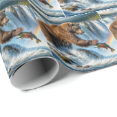 アラスカングリズリーベア魚釣り ラッピングペーパー (ロールコーナー)