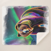 アラスカングリズリーベア&ノーザンライト シェルパブランケット (正面(横))