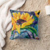 アラスカンサンフラワーブルース装飾用クッション クッション (ブランケット)