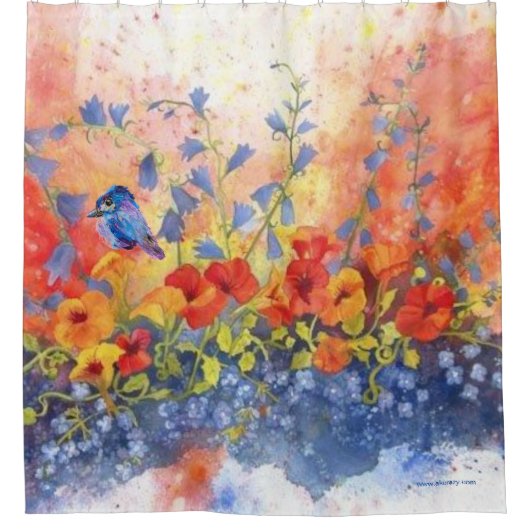 アラスカンチックとペチュニアパーティーシャワーカーテン シャワーカーテン (正面)