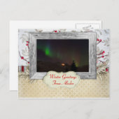 アラスカンノーザンライツウィンターグリーティングハガキ ポストカード (正面/裏面)