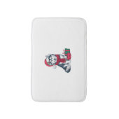 アラスカンハスキー犬のクリスマス服サンタハット犬 バスマット (正面縦)