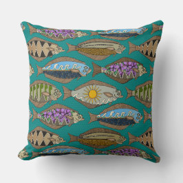 アラスカンハリバイティール（緑がかった色） クッション