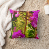 アラスカンファイアウィードピンクワイルドフラワー抽象芸術 クッション (ブランケット)