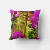 アラスカンファイアウィードピンクワイルドフラワー抽象芸術 クッション (裏面)