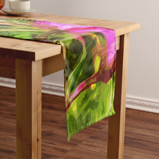 アラスカンファイアウィードピンクワイルドフラワー抽象芸術 ショートテーブルランナー (インサイチュ)