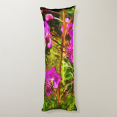 アラスカンファイアウィードピンクワイルドフラワー抽象芸術 ボディピロー (裏面 (縦))