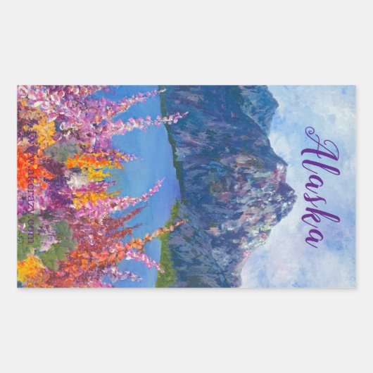 アラスカンファイアウィードマウンテンステッカー 長方形シール (正面)