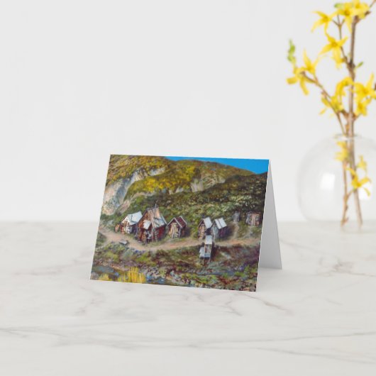 アラスカンマイニングキャンプボナンザクリークフォールディング カード (黄色い花)