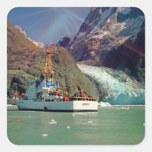 アラスカンマウンテンビューウィズボート スクエアシール (正面)