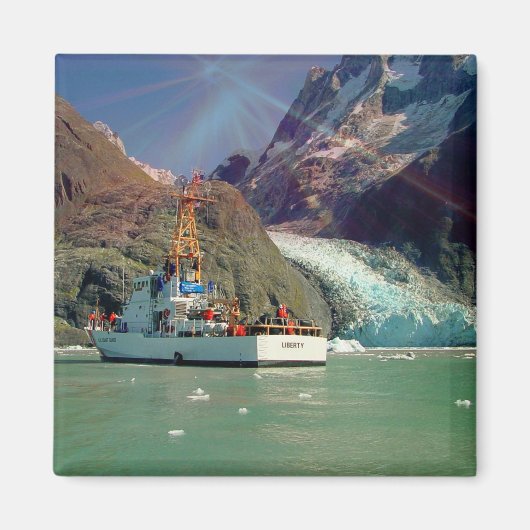 アラスカンマウンテンビューウィズボート マグネット (正面)