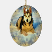 アラスカンマラミュートの子犬のオーナメント セラミックオーナメント (右)