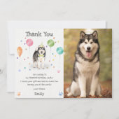 アラスカンマラミュートの子犬の犬の誕生日お礼カード 招待状 (正面)