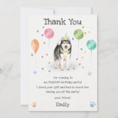 アラスカンマラミュートの子犬の犬の誕生日お礼カード 招待状 (正面)