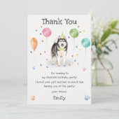 アラスカンマラミュートの子犬の犬の誕生日お礼カード 招待状 (スタンド正面)