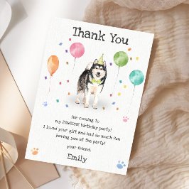 アラスカンマラミュートの子犬の犬の誕生日お礼カード 招待状
