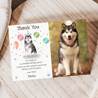 アラスカンマラミュートの子犬の犬の誕生日お礼カード 招待状