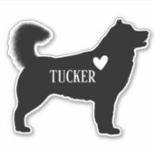 アラスカンマラミュートハスキーシルエットカスタムネーム シール (正面)