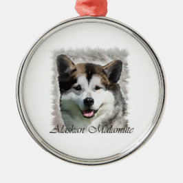 アラスカンマラミュート犬のアート メタルオーナメント