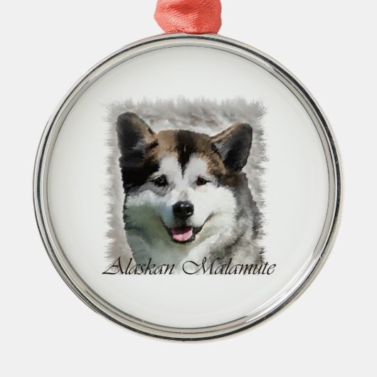 アラスカンマラミュート犬のアート メタルオーナメント (正面)