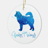 アラスカンマラムテウォーターカラー セラミックオーナメント (左)